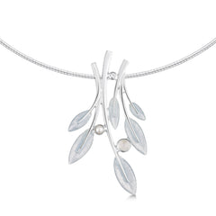Rowan Dress Necklace in Frost Enamel with Moonstone, Pearl & CZ