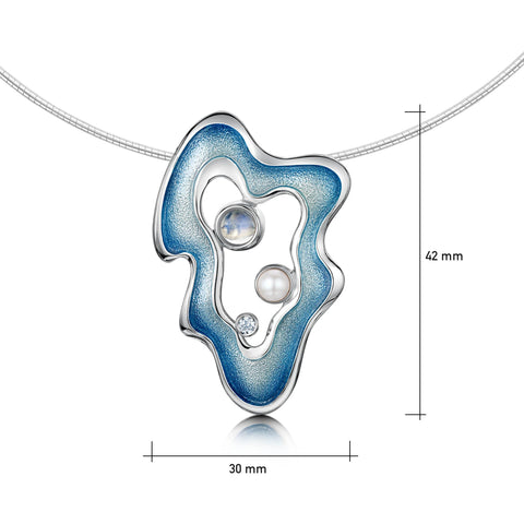 Rock Pool Enamel Dress Necklace with Moonstone, Pearl & CZ by Sheila Fleet Jewellery