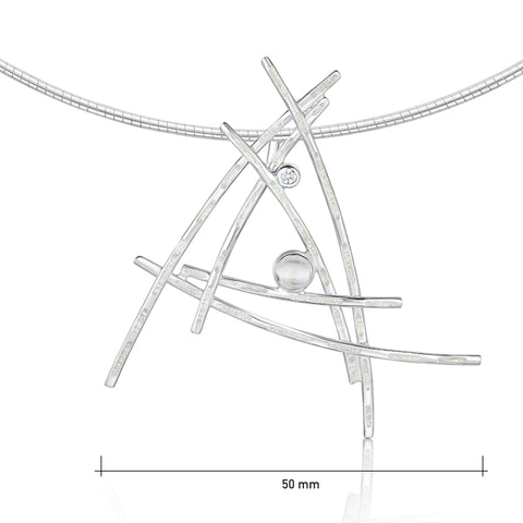 Morning Dew Enamel Dress Necklace with Moonstone & CZ