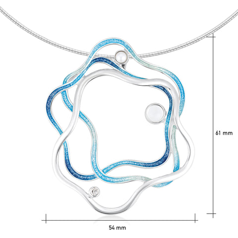 Tidal Islands Slate Enamel Dress Necklace with Moonstone, Pearl & CZ