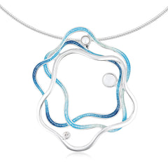 Tidal Islands Slate Enamel Dress Necklace with Moonstone, Pearl & CZ by Sheila Fleet Jewellery