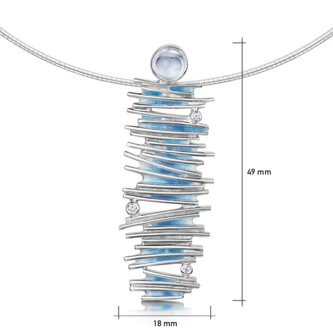 Moonlight Enamel Occasion Necklace with Moonstone & CZ by Sheila Fleet Jewellery