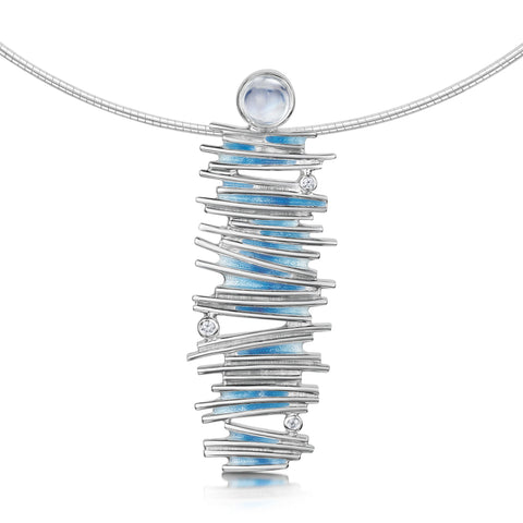 Moonlight Enamel Occasion Necklace with Moonstone & CZ by Sheila Fleet Jewellery