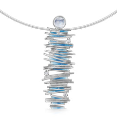 Moonlight Enamel Occasion Necklace with Moonstone & CZ by Sheila Fleet Jewellery