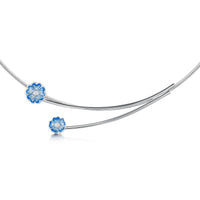 Primula Scotica 2-flower Cubic Zirconia Necklace in Forget-Me-Not Blue by Sheila Fleet Jewellery