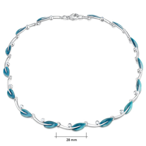 Rowan Moonstone Link Necklace in Sage Enamel