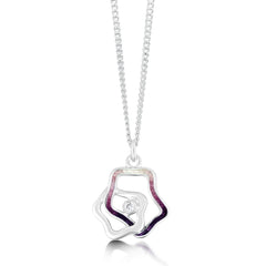 Tidal Islands Petite Cubic Zirconia Pendant in Amethyst Enamel by Sheila Fleet Jewellery