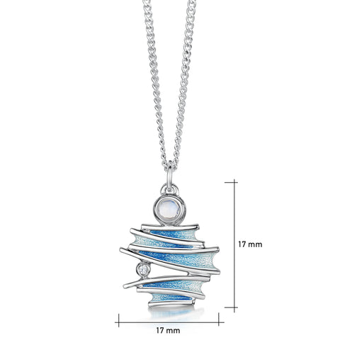 Moonlight Small Enamel Pendant Necklace with Moonstone & CZ