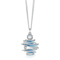 Moonlight Small Enamel Pendant Necklace with Moonstone & CZ by Sheila Fleet Jewellery