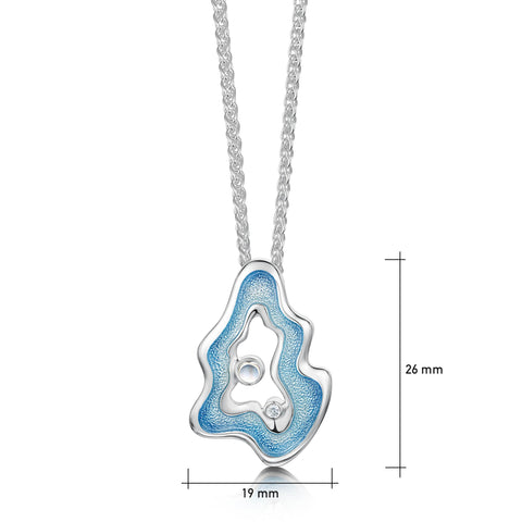 Rock Pool Small Enamel Pendant with Moonstone & CZ by Sheila Fleet Jewellery