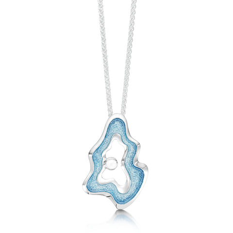Rock Pool Small Enamel Pendant with Moonstone by Sheila Fleet Jewellery