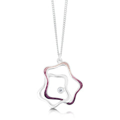 Tidal Islands Small Cubic Zirconia Pendant in Amethyst Enamel by Sheila Fleet Jewellery