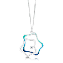 Tidal Islands Small Cubic Zirconia Pendant in Peacock Enamel