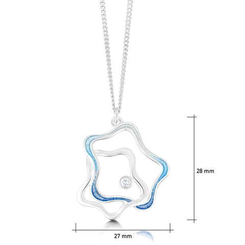 Tidal Islands Small Cubic Zirconia Pendant in Slate Enamel by Sheila Fleet Jewellery