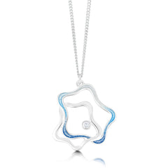 Tidal Islands Small Cubic Zirconia Pendant in Slate Enamel by Sheila Fleet Jewellery