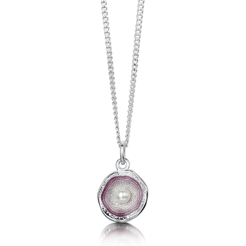 Lunar Pearl Small Pendant Necklace in Champagne Enamel by Sheila Fleet Jewellery