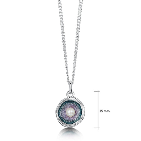 Lunar Pearl Small Pendant Necklace in Mill Sands Enamel