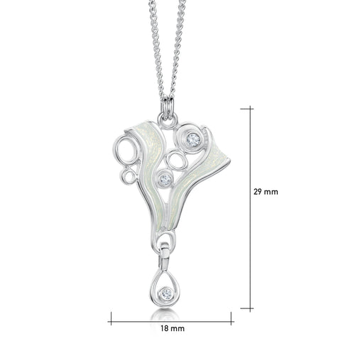 Arctic Stream Cubic Zirconia Small Pendant in Opalescent Enamel by Sheila Fleet Jewellery