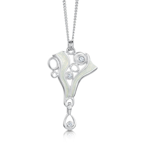 Arctic Stream Cubic Zirconia Small Pendant in Opalescent Enamel by Sheila Fleet Jewellery