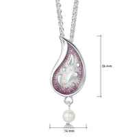 Paisley Leaf Pearl Pendant in Champagne Enamel