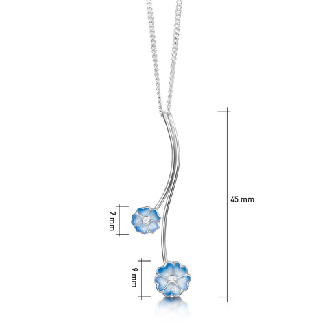 Primula Scotica 2-flower Cubic Zirconia Pendant in Forget-Me-Not Blue