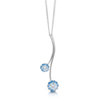 Primula Scotica 2-flower Cubic Zirconia Pendant in Forget-Me-Not Blue by Sheila Fleet Jewellery