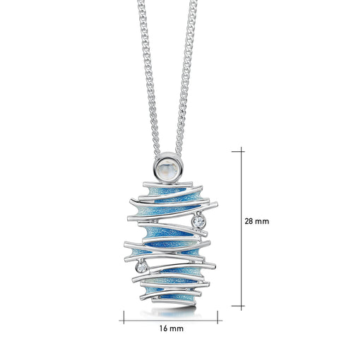 Moonlight Enamel Pendant Necklace with Moonstone & CZ by Sheila Fleet Jewellery
