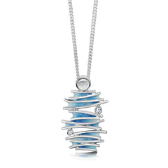 Moonlight Enamel Pendant Necklace with Moonstone & CZ by Sheila Fleet Jewellery