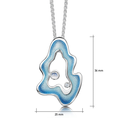 Rock Pool Enamel Pendant with Moonstone & CZ by Sheila Fleet Jewellery