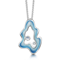 Rock Pool Enamel Pendant with Moonstone & CZ by Sheila Fleet Jewellery