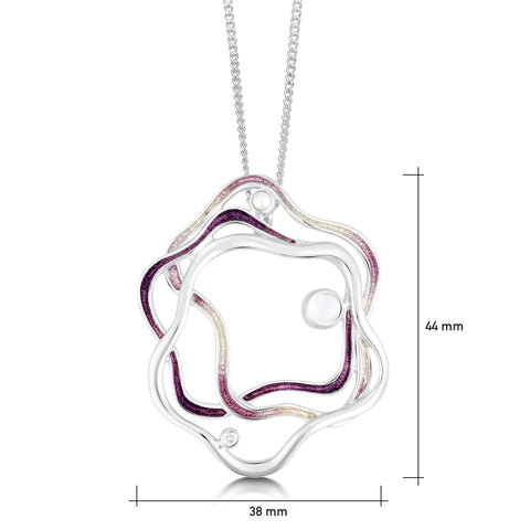 Tidal Islands Amethyst Enamel Pendant with Moonstone, Pearl & CZ