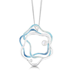 Tidal Islands Slate Enamel Pendant with Moonstone, Pearl & CZ by Sheila Fleet Jewellery
