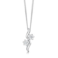 Daisies at Dawn 2-flower Pendant in Crystal Enamel by Sheila Fleet Jewellery