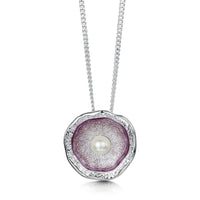 Lunar Pearl Pendant Necklace in Champagne Enamel