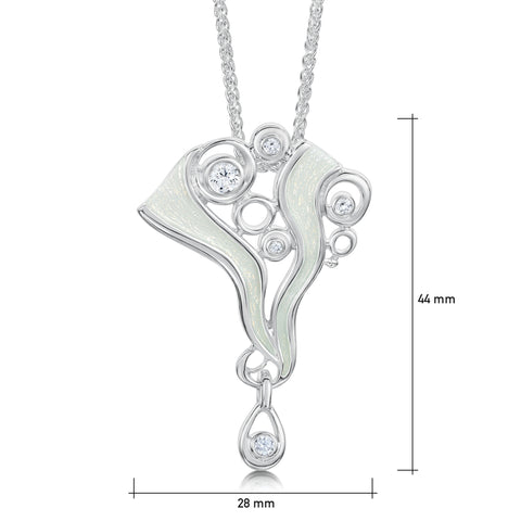Arctic Stream Cubic Zirconia Droplet Pendant in Opalescent Enamel by Sheila Fleet Jewellery