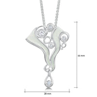 Arctic Stream Cubic Zirconia Droplet Pendant in Opalescent Enamel by Sheila Fleet Jewellery