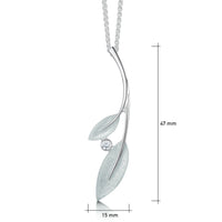 Rowan Two-Leaf Pendant Necklace in Frost Enamel with Cubic Zirconia by Sheila Fleet Jewellery