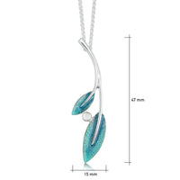 Rowan Two-Leaf Pendant Necklace in Sage Enamel with Moonstone by Sheila Fleet Jewellery