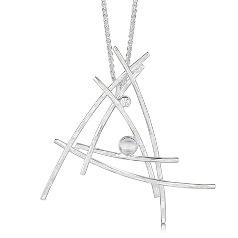 Morning Dew Enamel Dress Pendant with Moonstone & CZ