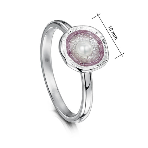 Lunar Pearl Petite Ring in Champagne Enamel by Sheila Fleet Jewellery
