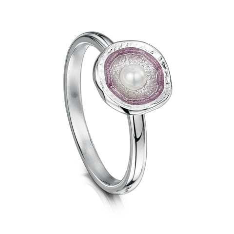 Lunar Pearl Petite Ring in Champagne Enamel by Sheila Fleet Jewellery