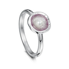 Lunar Pearl Petite Ring in Champagne Enamel by Sheila Fleet Jewellery