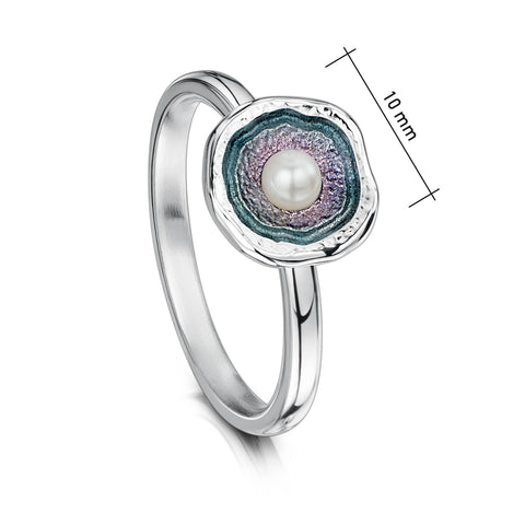 Lunar Pearl Petite Ring in Mill Sands Enamel by Sheila Fleet Jewellery