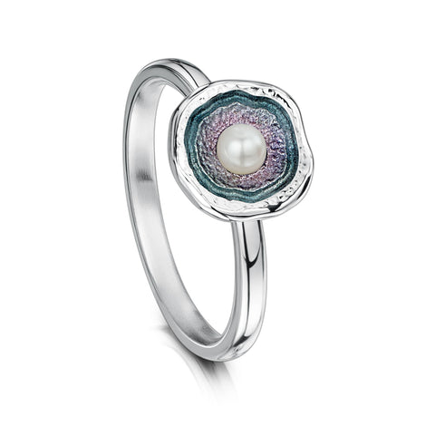 Lunar Pearl Petite Ring in Mill Sands Enamel by Sheila Fleet Jewellery