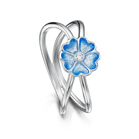Primula Scotica 1-flower CZ Ring in Forget-Me-Not Blue by Sheila Fleet Jewellery