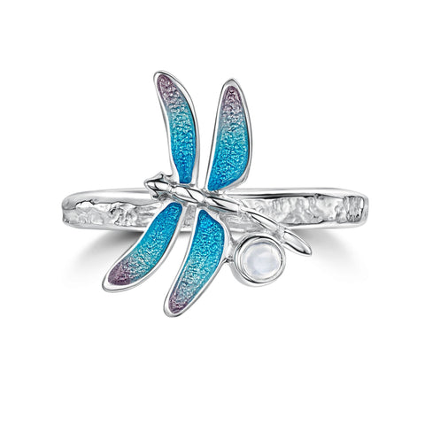 Dragonfly Enamelled Ring in Sterling Silver by Sheila Fleet Jewellery