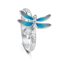 Dragonfly Enamelled Ring in Sterling Silver by Sheila Fleet Jewellery