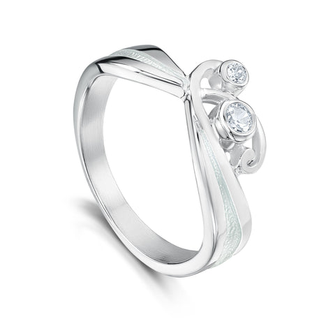 New Wave Cubic Zirconia Duo Ring in Crystal Enamel by Sheila Fleet Jewellery