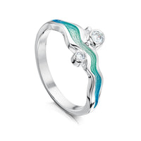 River Ripples Cubic Zirconia Ring in Shallows Enamel by Sheila Fleet Jewellery