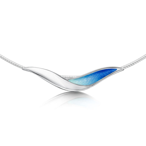 Flight Sterling Silver Dress Necklace in Sky Enamel